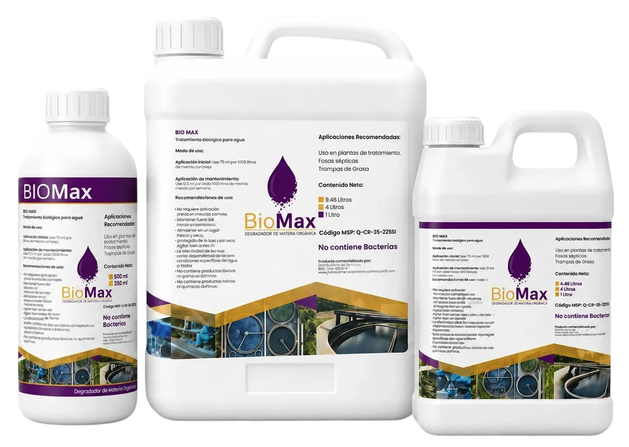 Presentaciones del degradador de materia orgánica Bio Max en Costa Rica