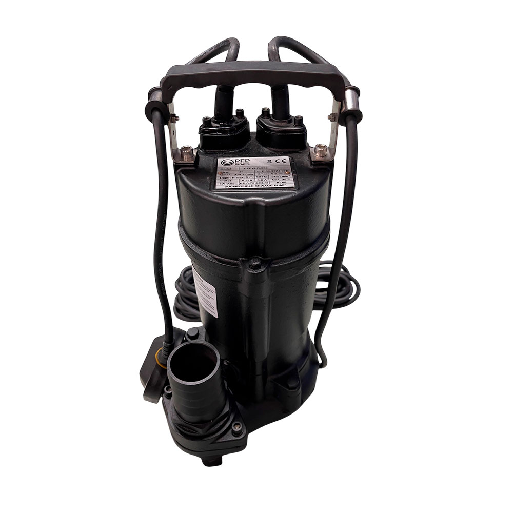 BOMBA DE AGUAS RESIDUALES VORTEX 0.75HP PFP C/BOYA SOLIDOS 110V/60Hz PFPVUD-550 HF